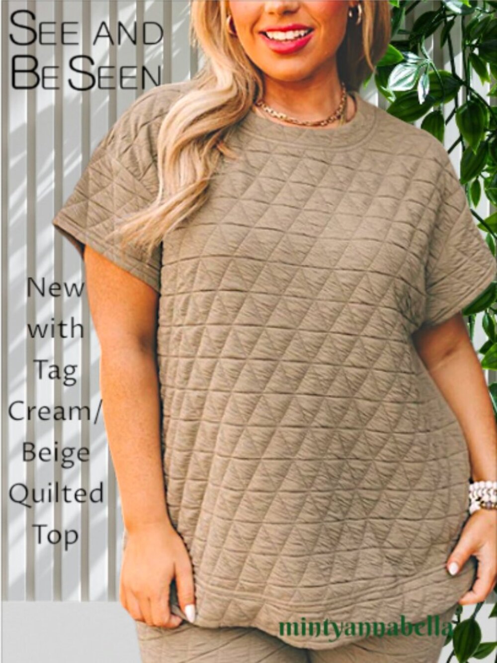 See and Be Seen Quilted Top in Cream Tan